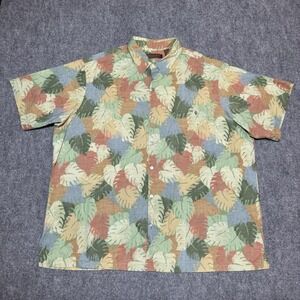 Tori‎ Richard Button Up Mens 2XB Big Hawaiian Floral Leaf Print Beach Outdoor